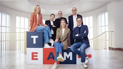 Die neue Führung von TEAMBBDO (v.l.n.r.): Anneli Bergström, Daniela Strasser, Frank Hahn, Luisa Rode, Boris Terwey und CEO Christian Rätsch.